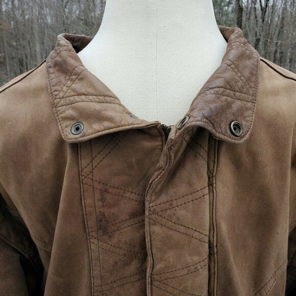 Vintage Wilson Adventure Bound Brown Leather Jacket Coat Bomber Aviator Large L - Picture 4 of 12